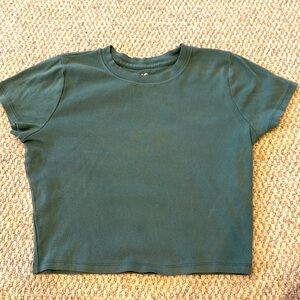 This is a forest green basic T-shirt.